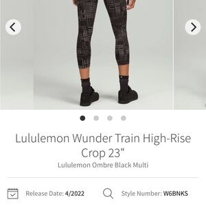 Lululemon Athletica Black Text Print Leggings
